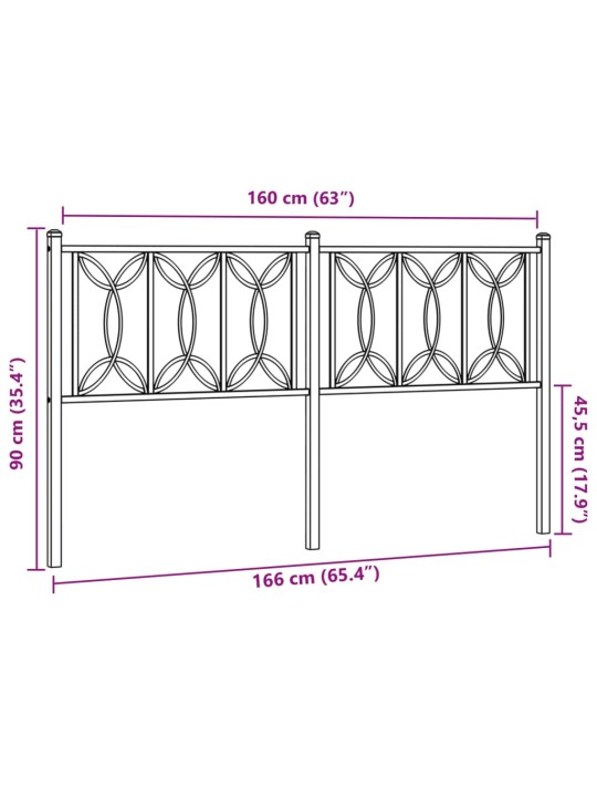 Metallinen sängynpääty musta 160 cm