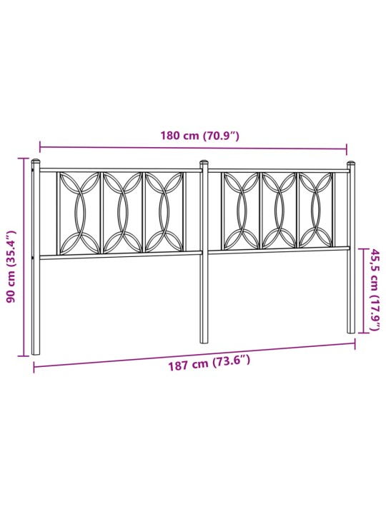 Metallinen sängynpääty musta 180 cm