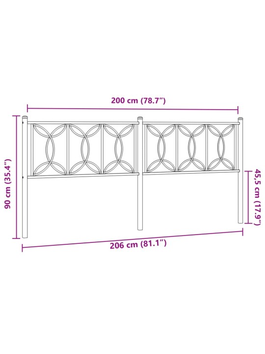 Metallinen sängynpääty musta 200 cm