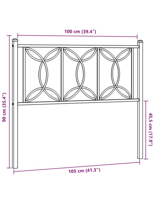 Metallinen sängynpääty valkoinen 100 cm