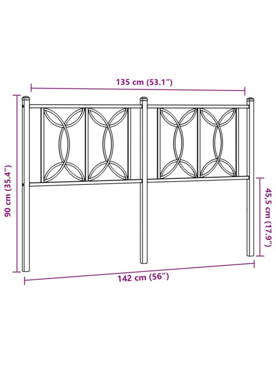 Metallinen sängynpääty valkoinen 135 cm