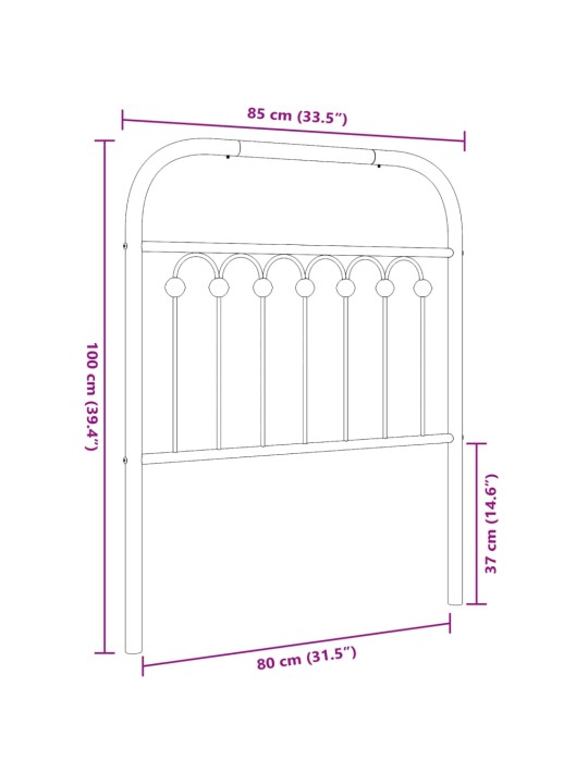 Metallinen sängynpääty musta 80 cm