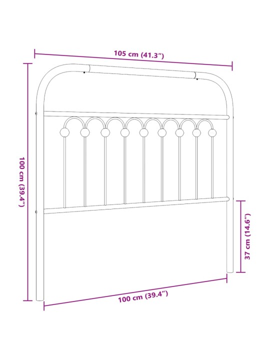 Metallinen sängynpääty musta 100 cm