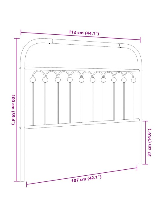 Metallinen sängynpääty musta 107 cm