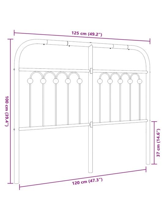 Metallinen sängynpääty musta 120 cm