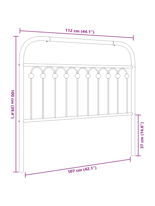 Metallinen sängynpääty valkoinen 107 cm