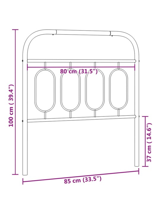 Metallinen sängynpääty musta 80 cm