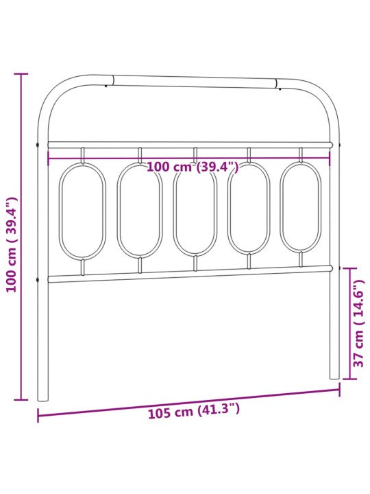 Metallinen sängynpääty musta 100 cm