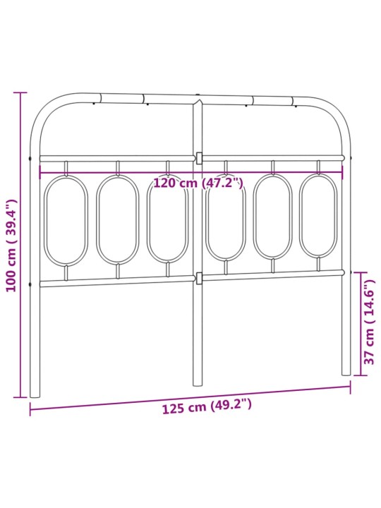 Metallinen sängynpääty musta 120 cm