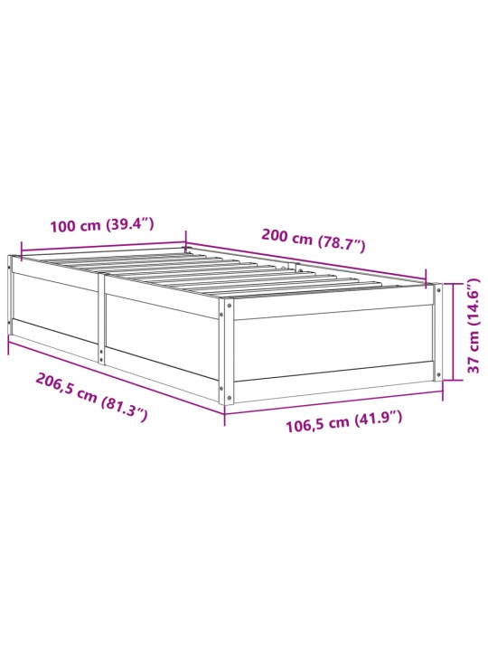 Sänky ilman patjaa vahanruskea 100x200 cm täysi mänty