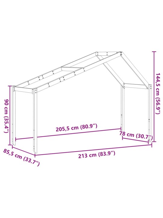 Lastensängyn katos 213x85,5x144,5 cm täysi mänty