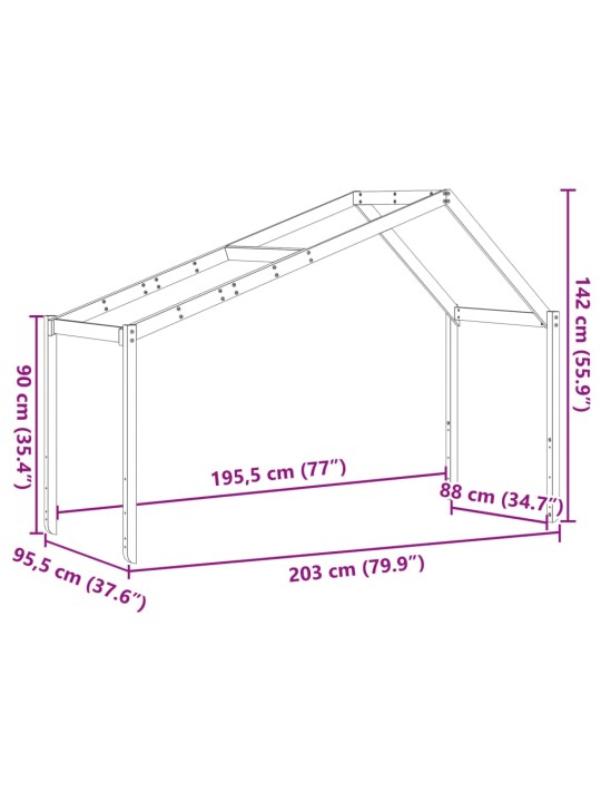 Lastensängyn katos 203x95,5x142 cm täysi mänty