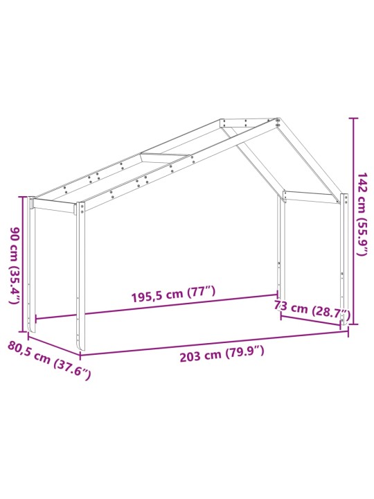 Lastensängyn katos 203x80,5x142 cm täysi mänty