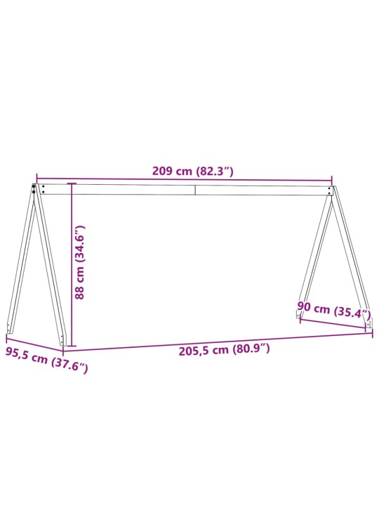 Lastensängyn katos 209x95,5x88 cm täysi mänty