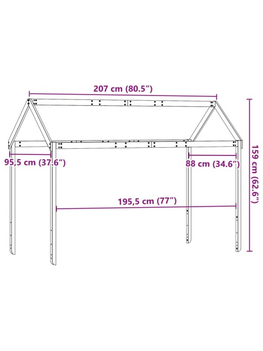 Lastensängyn katos 207x95,5x159 cm täysi mänty