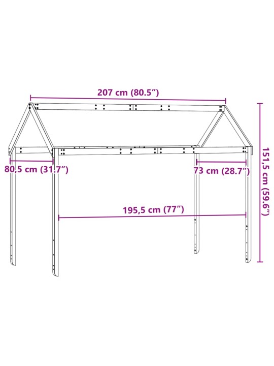 Lastensängyn katos 207x80,5x151,5 cm täysi mänty