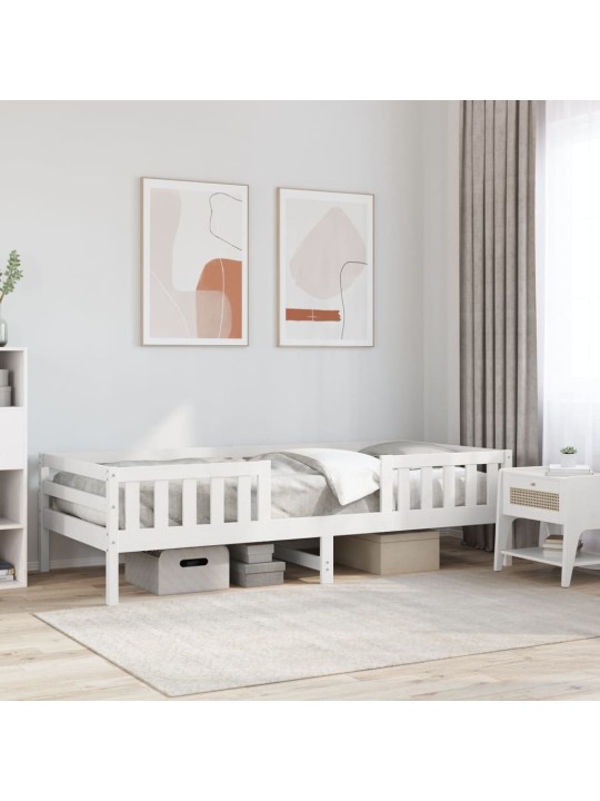 Sängynrunko ilman patjaa valkoinen 90x190 cm täysi mänty