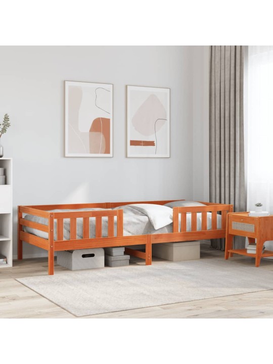 Sängynrunko ilman patjaa vahanruskea 75x190 cm täysi mänty