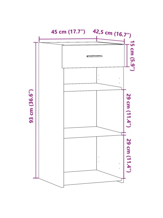 Senkki ruskea tammi 45x42,5x93 cm tekninen puu