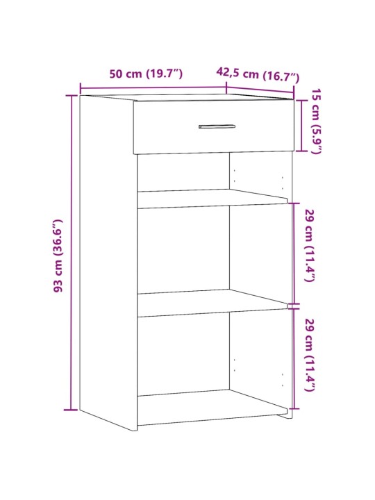 Senkki musta 50x42,5x93 cm tekninen puu