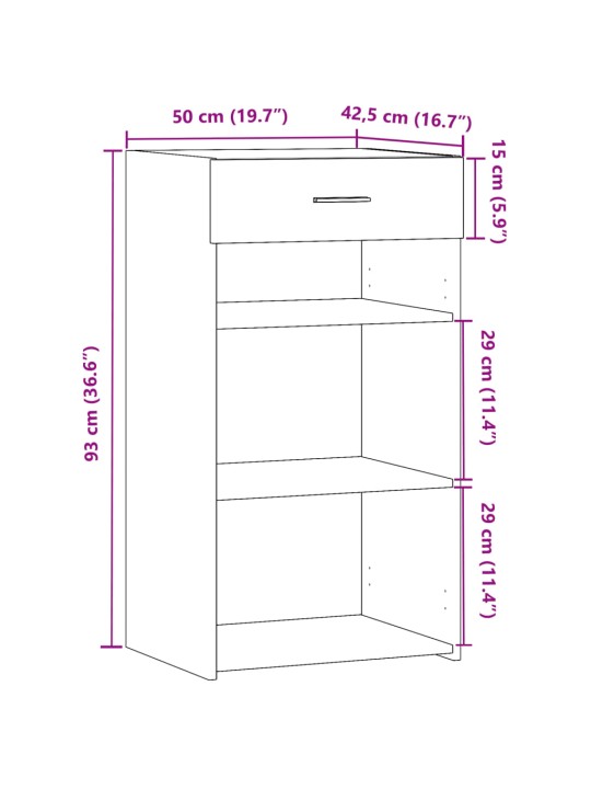 Senkki ruskea tammi 50x42,5x93 cm tekninen puu