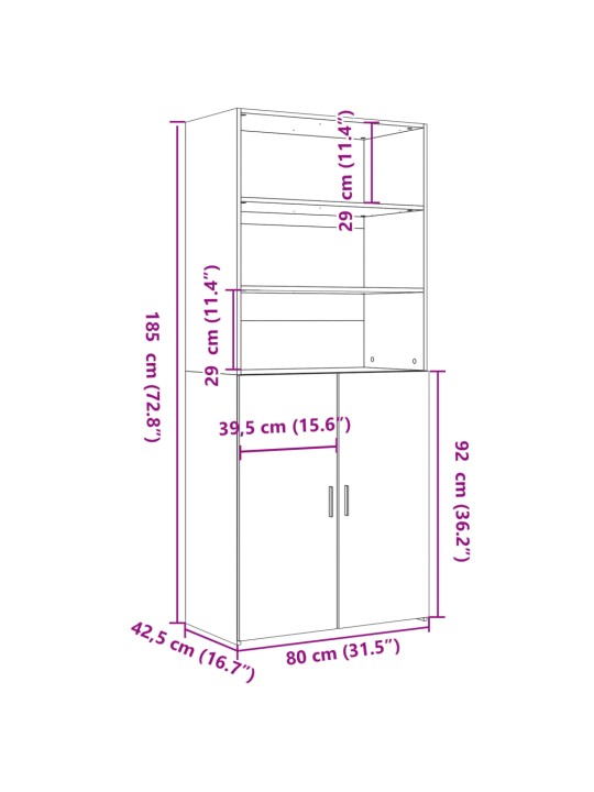 Kaappi ruskea tammi 80x42,5x185 cm tekninen puu