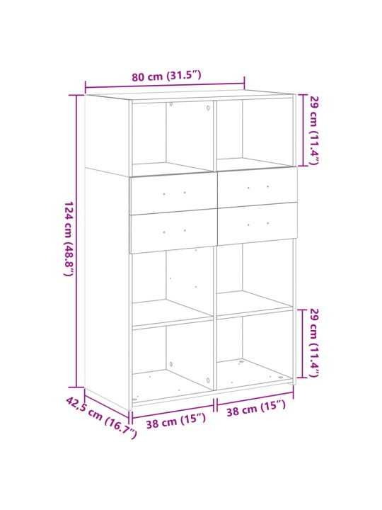 Kaappi ruskea tammi 80x42,5x124 cm tekninen puu