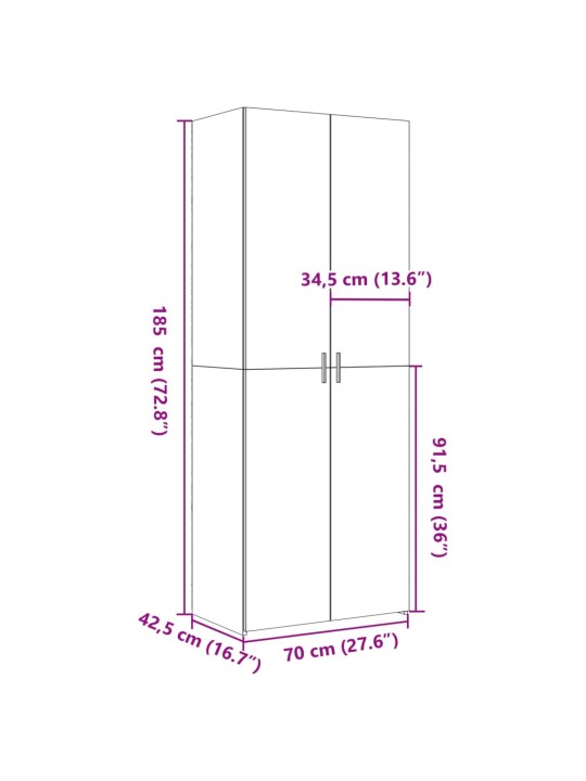 Kaappi musta 70x42,5x185 cm tekninen puu