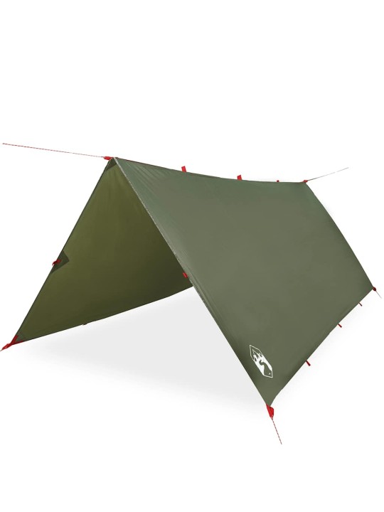 Camping tarp oliivinvihreä 366x306 cm vedenpitävä