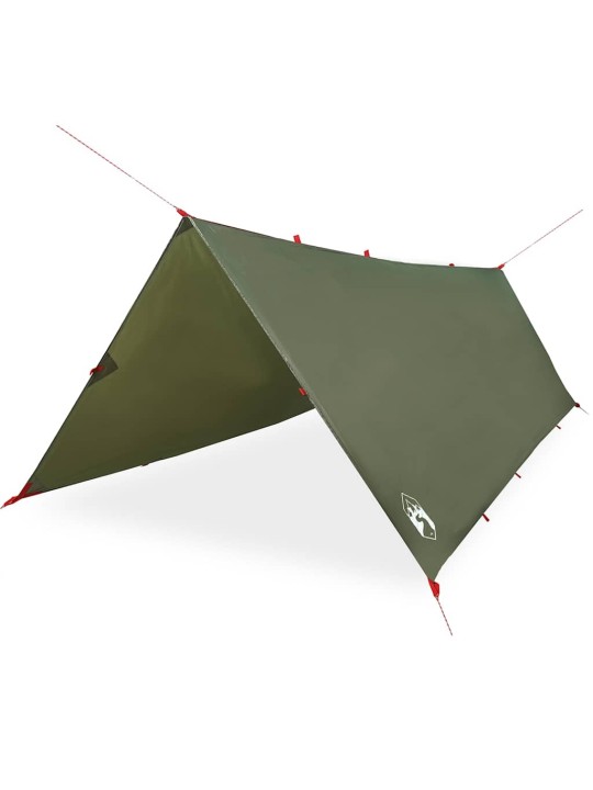 Camping tarp oliivinvihreä 406x306 cm vedenpitävä
