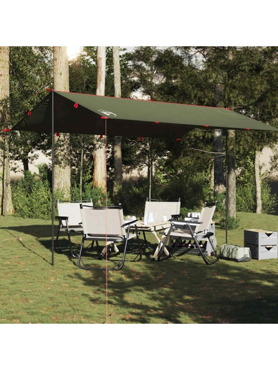 Camping tarp oliivinvihreä 406x306 cm vedenpitävä