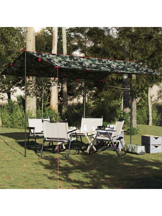 Camping tarp camouflage 406x306 cm vedenpitävä