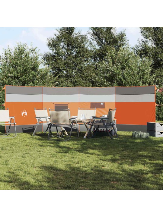 Camping Windbreak Harmaa ja oranssi 510x153 cm Vedenpitävä