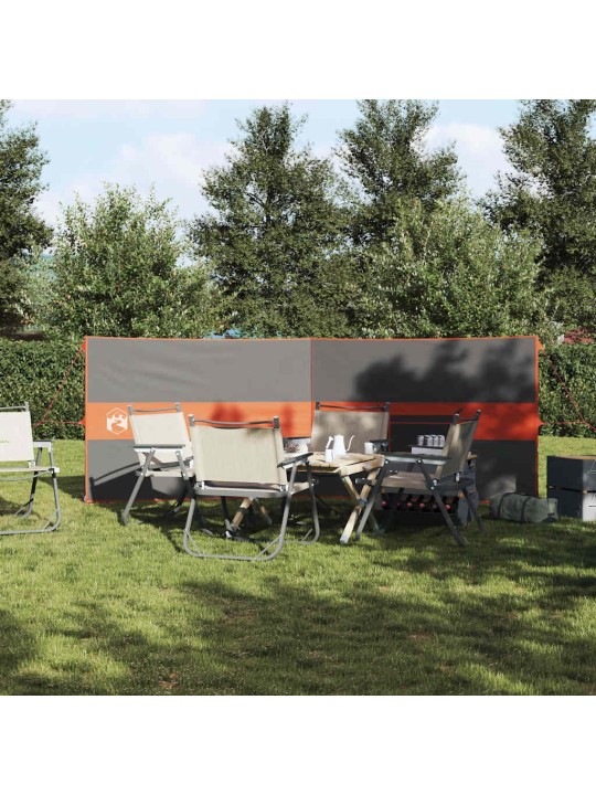 Camping Windbreak Harmaa ja oranssi 344x120 cm Vedenpitävä