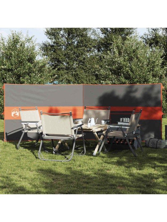 Camping Windbreak Harmaa ja oranssi 344x120 cm Vedenpitävä