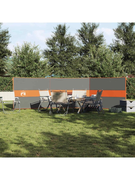 Camping Windbreak Harmaa ja oranssi 490x123 cm Vedenpitävä