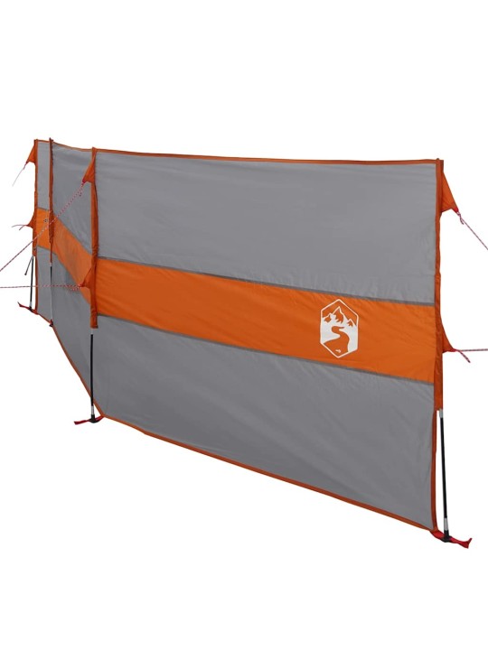 Camping Windbreak Harmaa ja oranssi 490x123 cm Vedenpitävä