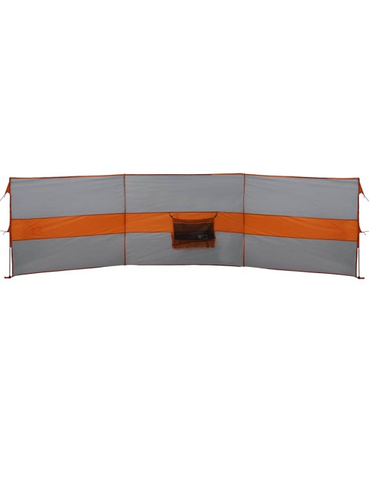 Camping Windbreak Harmaa ja oranssi 490x123 cm Vedenpitävä