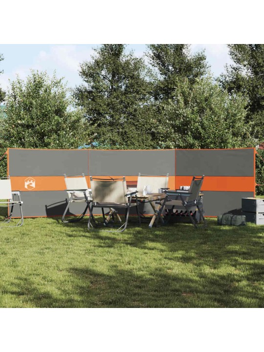 Camping Windbreak Harmaa ja oranssi 490x123 cm Vedenpitävä