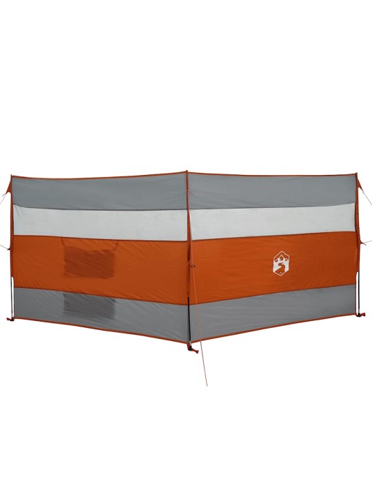 Camping Windbreak Harmaa ja oranssi 340x130 cm Vedenpitävä