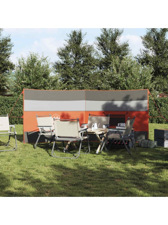Camping Windbreak Harmaa ja oranssi 340x130 cm Vedenpitävä