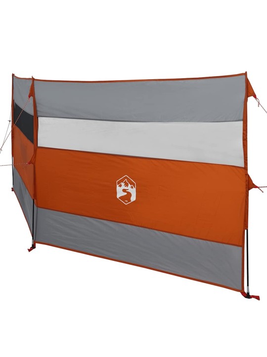 Camping Windbreak Harmaa ja oranssi 340x130 cm Vedenpitävä