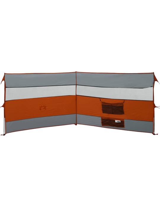 Camping Windbreak Harmaa ja oranssi 340x130 cm Vedenpitävä