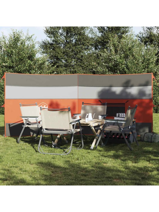 Camping Windbreak Harmaa ja oranssi 340x130 cm Vedenpitävä