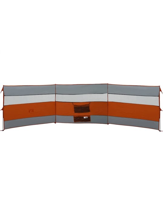 Camping Windbreak Harmaa ja oranssi 508x130 cm Vedenpitävä