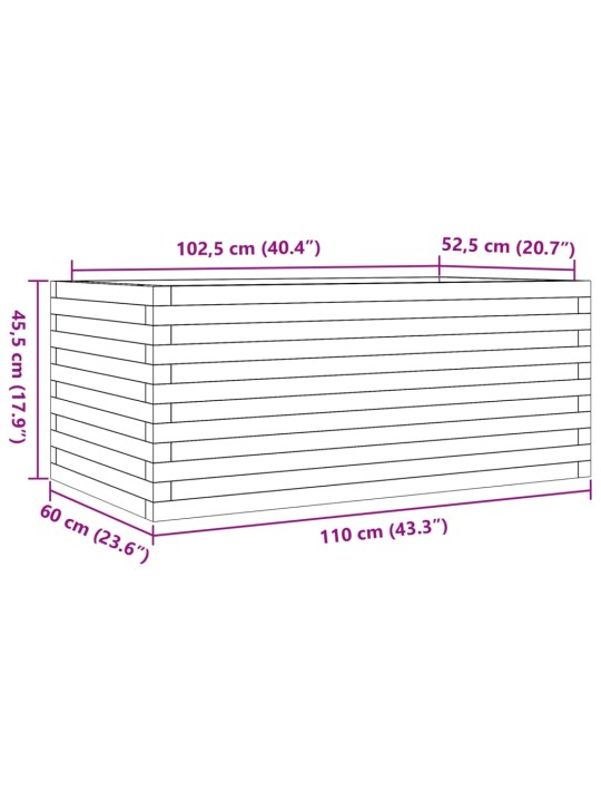 Puutarhakukkalaatikko vahanruskea 110x60x45,5 cm täysi mänty