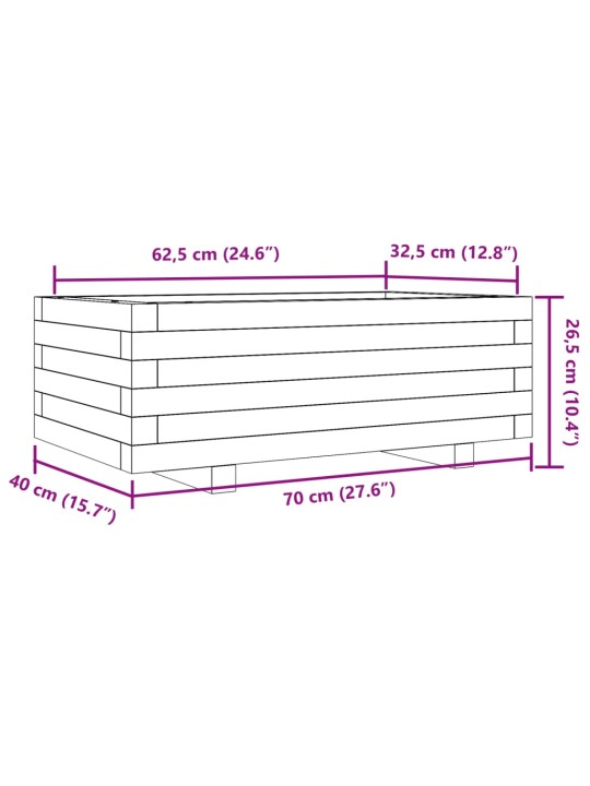 Kukkalaatikko vahanruskea 70x40x26,5 cm täysi mänty