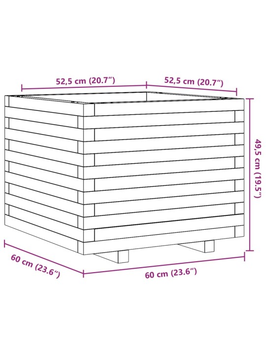 Puutarhakukkalaatikko 60x60x49,5 cm kyllästetty mänty