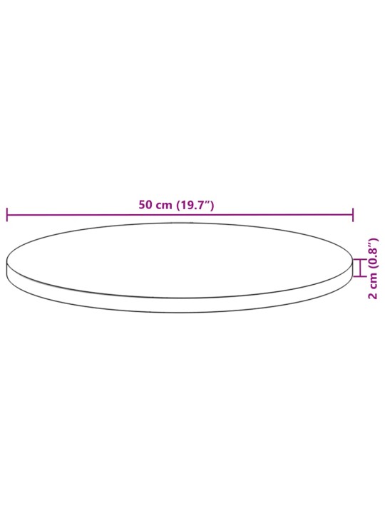 Pöytälevy pyöreä Ø50x2 cm täysi akasiapuu