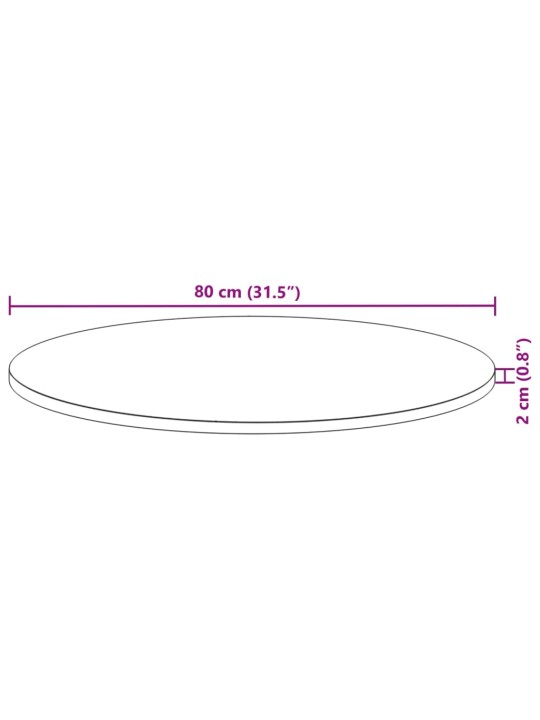 Pöytälevy pyöreä Ø80x2 cm täysi akasiapuu